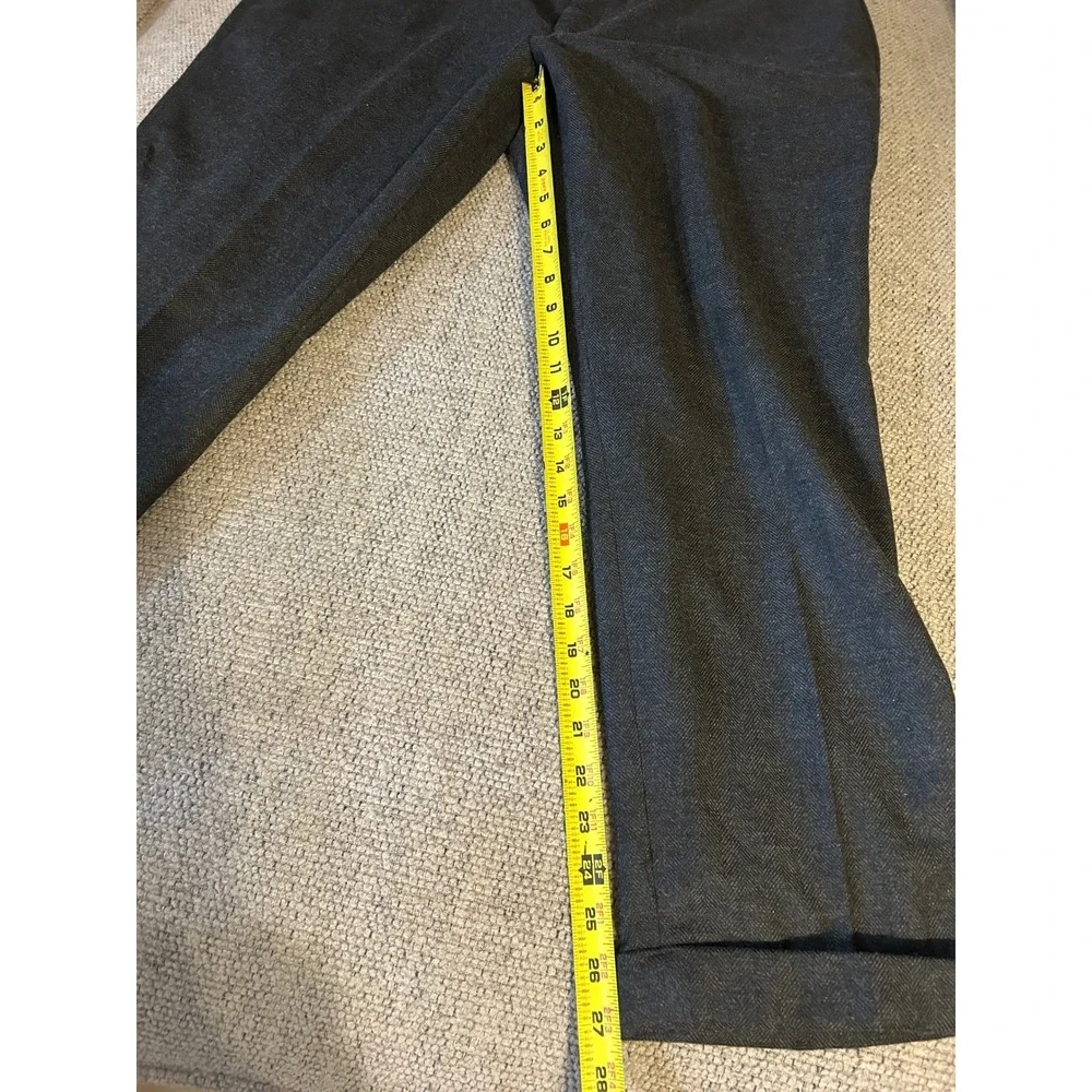 NEW Studio Suits Bespoke‎ Mens Charcoal Herringbone Wool Blend Dress Pants 39x27
